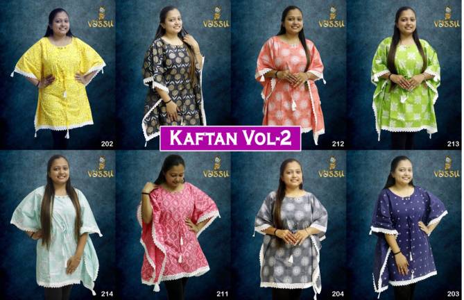 Vassu Kaftan 2 Stylish Casual Wear Cotton Printed Ladies Top Collection